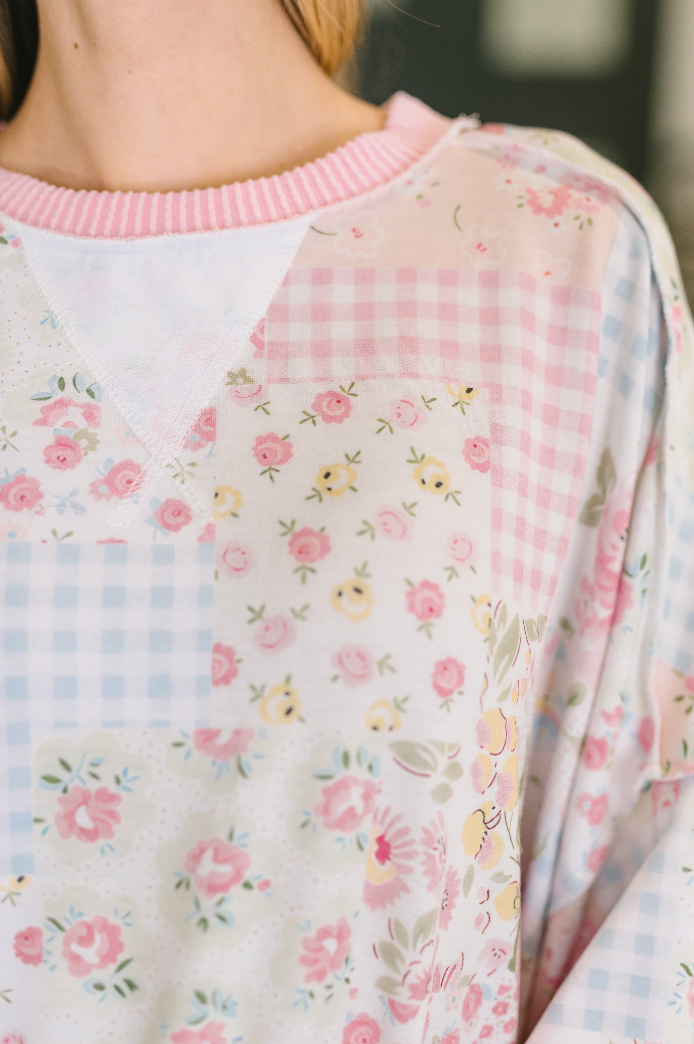 A Little Bias Printed Patchwork Top - Charming Charlie