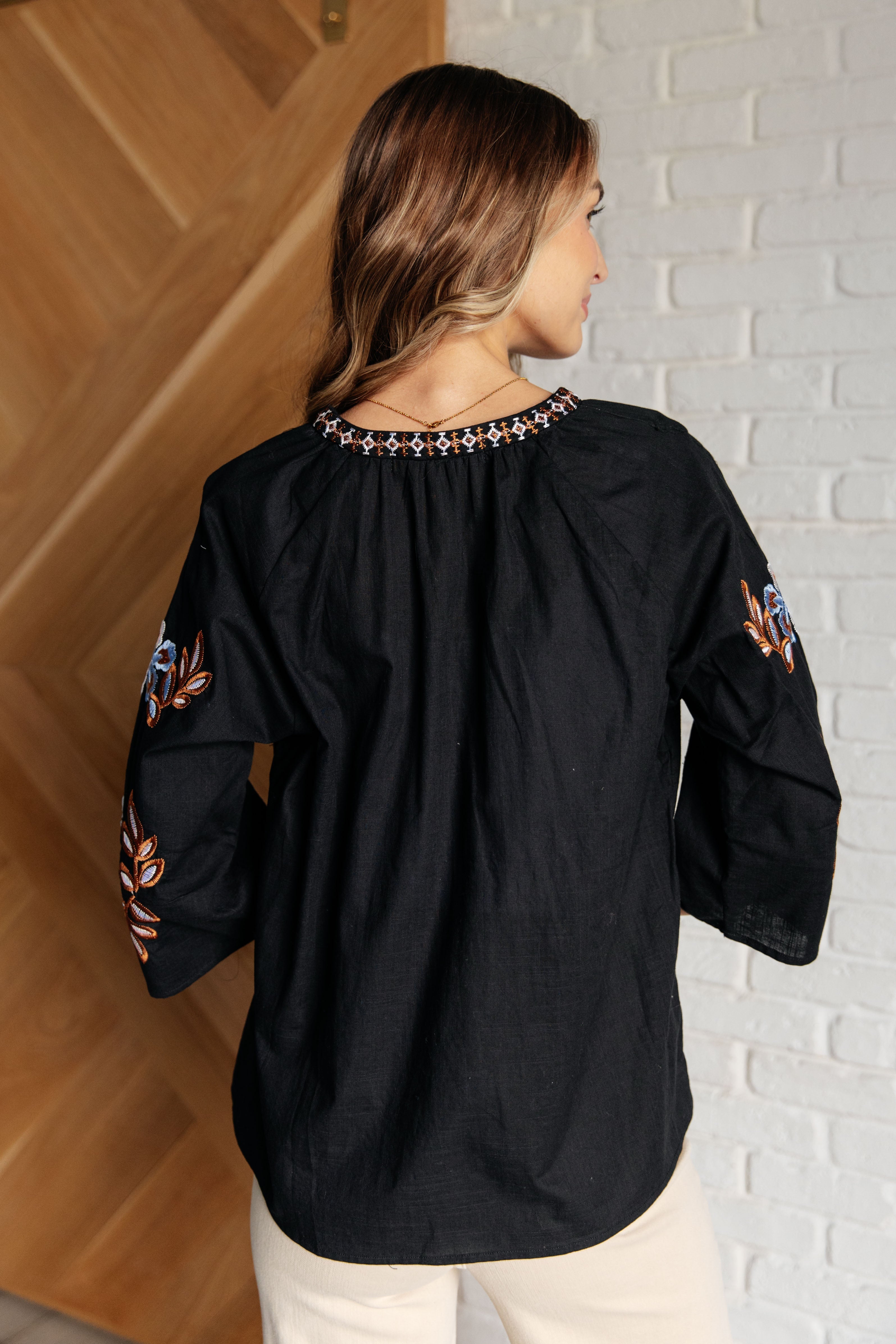 All In Me Embroidered V-Neck Blouse - Charming Charlie