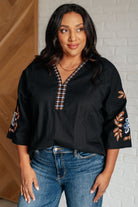 All In Me Embroidered V-Neck Blouse - Charming Charlie