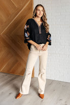All In Me Embroidered V-Neck Blouse - Charming Charlie