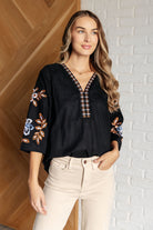 All In Me Embroidered V-Neck Blouse - Charming Charlie