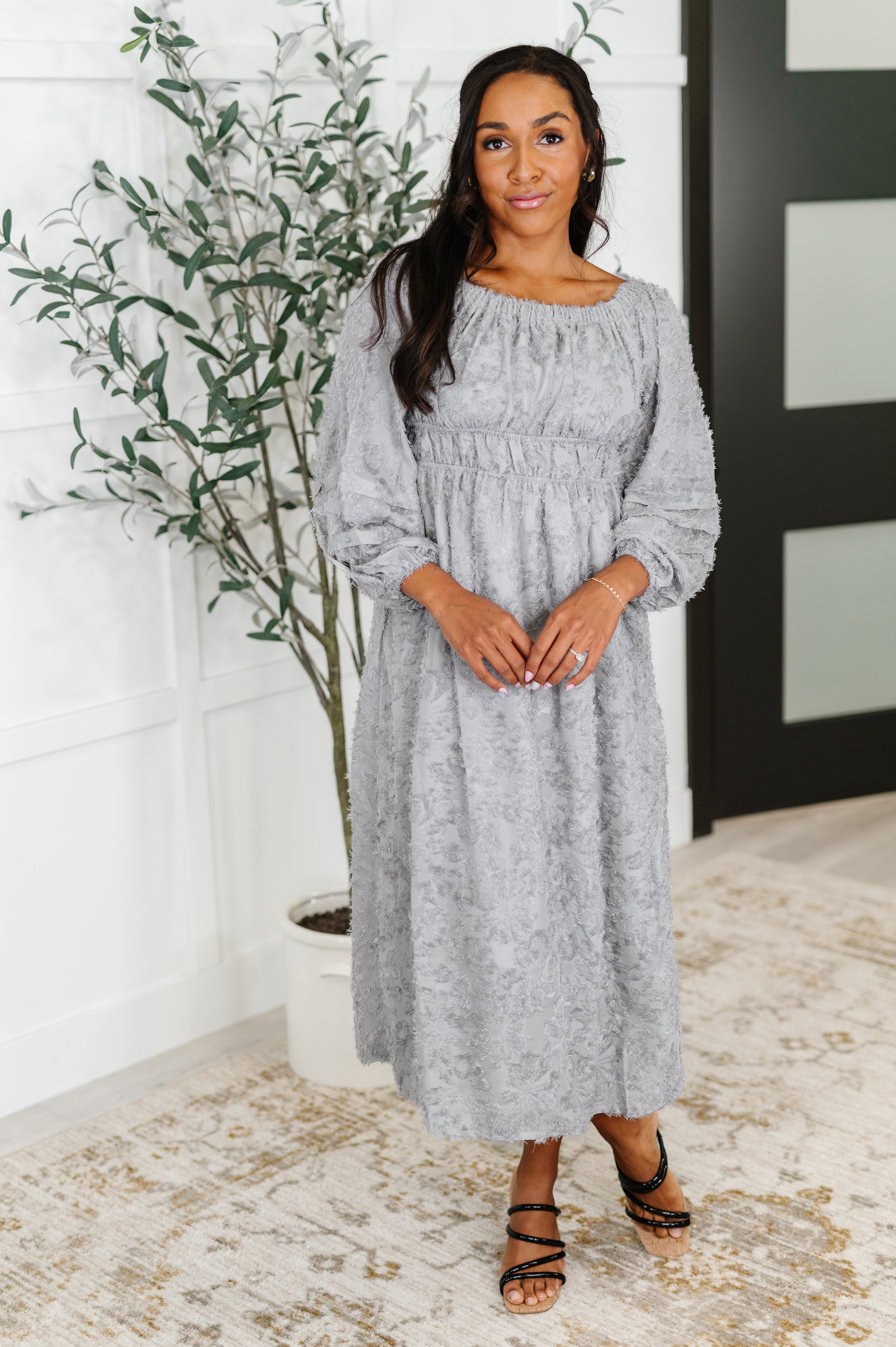 All Is Well Dress In Opal Gray - Charming Charlie