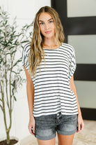 All Lined Up Dolman Sleeve Top in Black Ivory - Charming Charlie