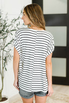 All Lined Up Dolman Sleeve Top in Black Ivory - Charming Charlie