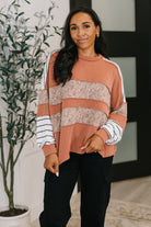 All Over the Place Color Block Relaxed Pullover - Charming Charlie