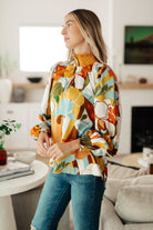 All Together Now Mock Neck Blouse - Charming Charlie