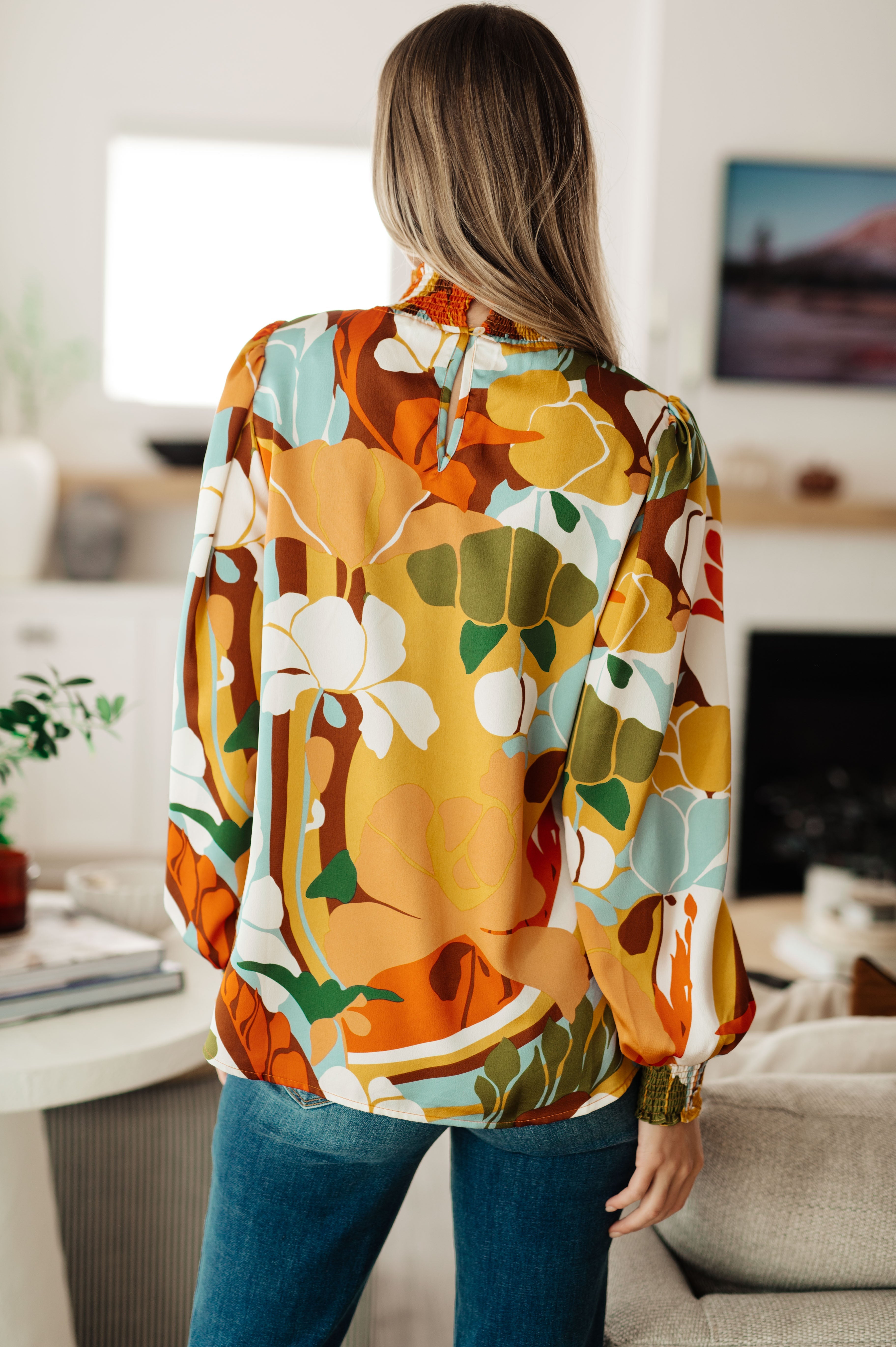 All Together Now Mock Neck Blouse - Charming Charlie