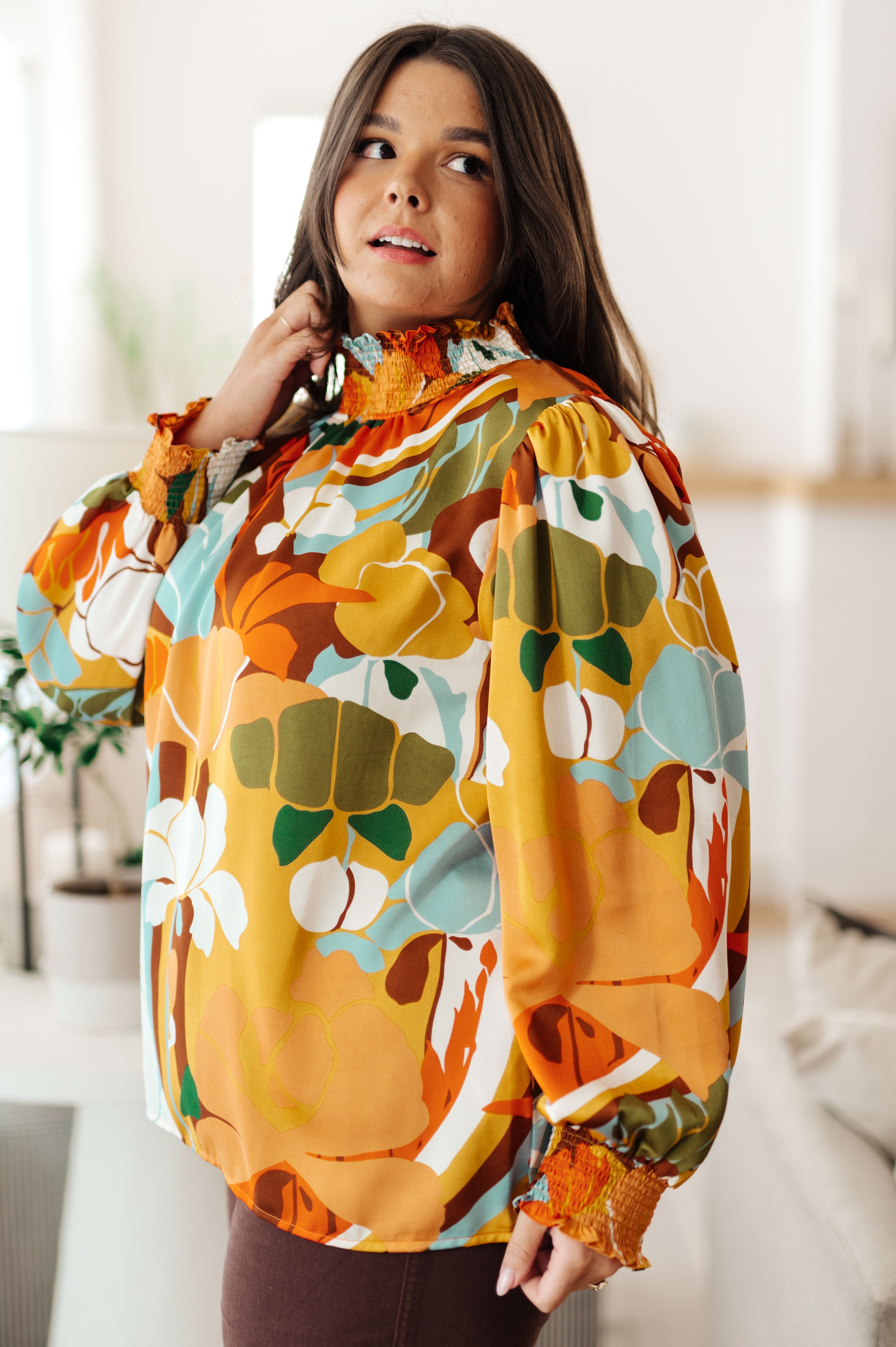 All Together Now Mock Neck Blouse - Charming Charlie