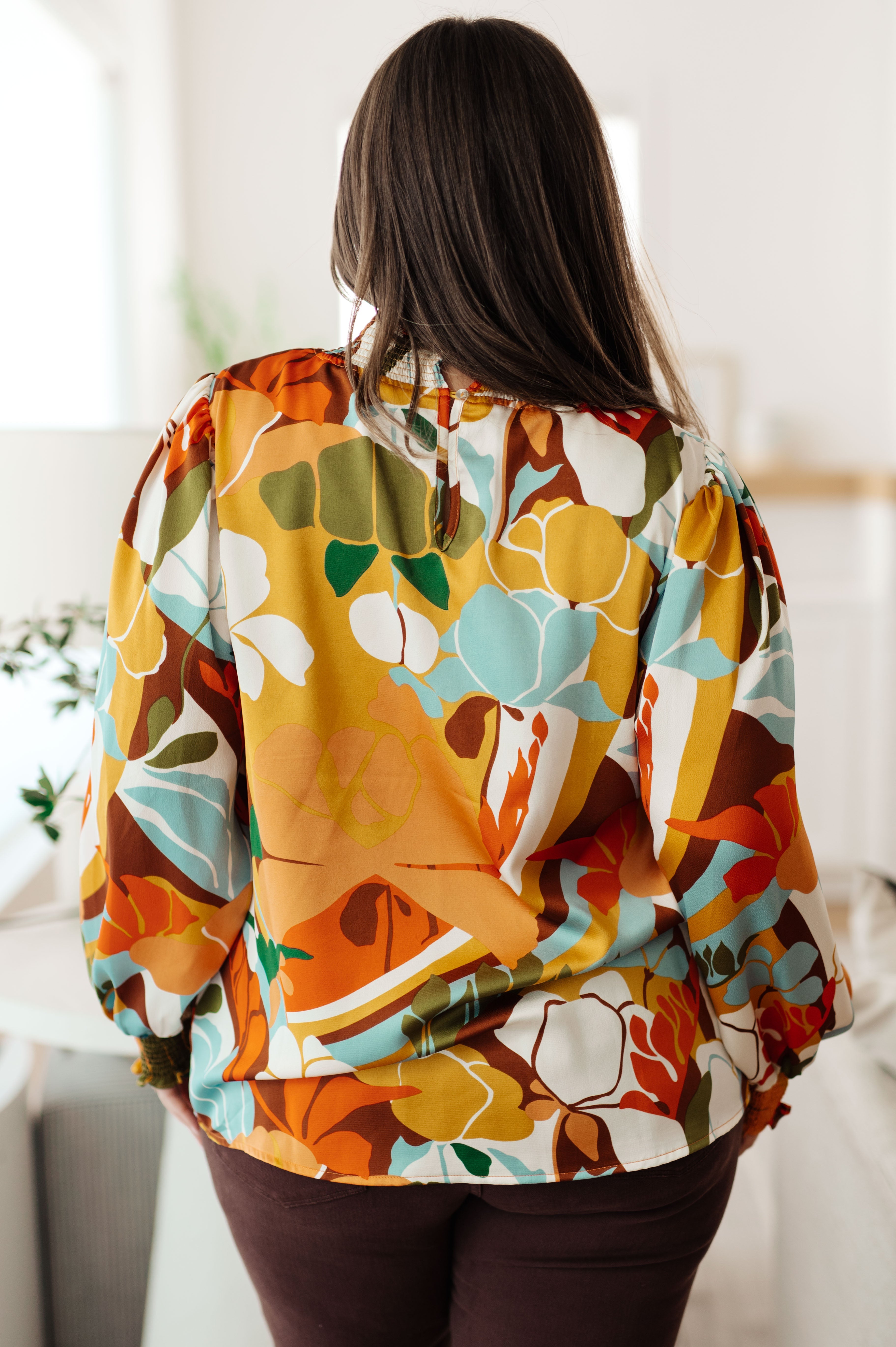 All Together Now Mock Neck Blouse - Charming Charlie