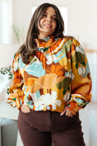 All Together Now Mock Neck Blouse - Charming Charlie
