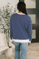 Almost Therapeutic Drop Shoulder Pullover in Navy - Charming Charlie