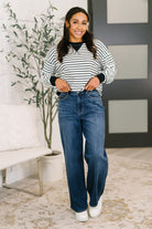 Almost Therapeutic Drop Shoulder Pullover in White and Black - Charming Charlie