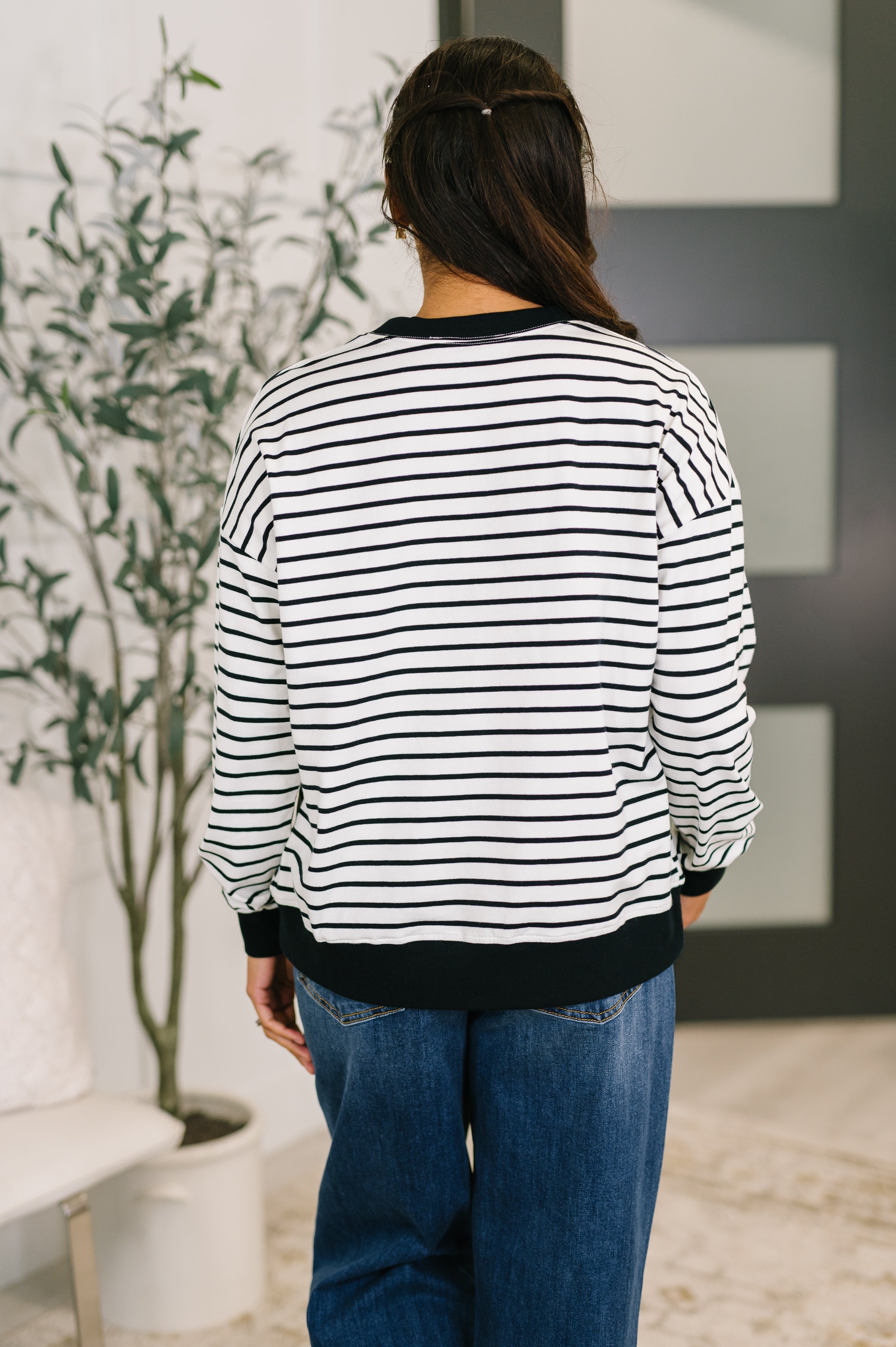 Almost Therapeutic Drop Shoulder Pullover in White and Black - Charming Charlie