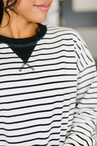 Almost Therapeutic Drop Shoulder Pullover in White and Black - Charming Charlie