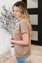 Almost There V-Neck Henley Top In Taupe - Charming Charlie