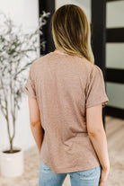Almost There V-Neck Henley Top In Taupe - Charming Charlie