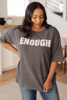 Always Enough Graphic Tee in Charcoal - Charming Charlie