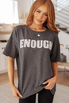 Always Enough Graphic Tee in Charcoal - Charming Charlie