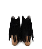 Amos Fringe Ankle Bootie in Black Suede - Charming Charlie