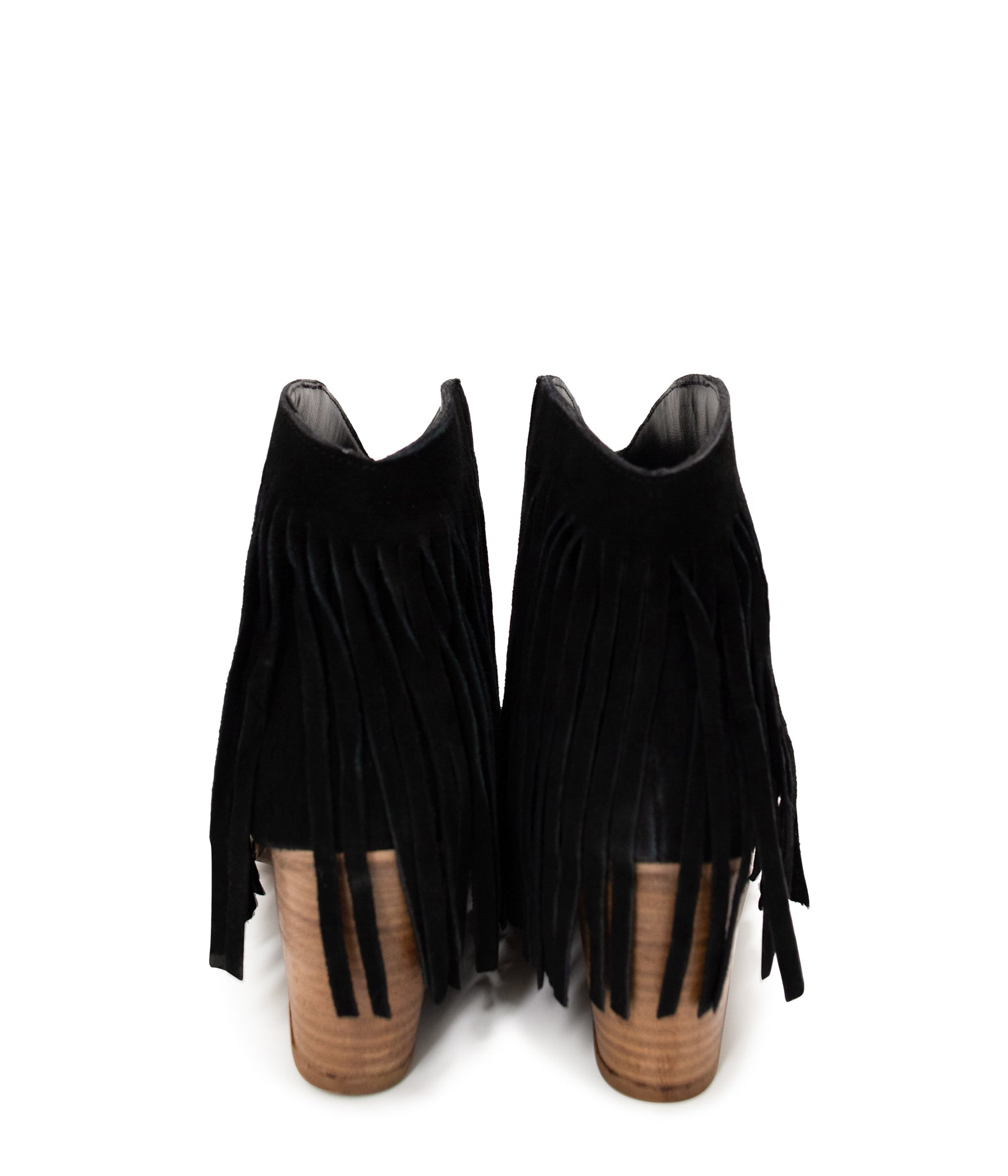 Amos Fringe Ankle Bootie in Black Suede - Charming Charlie