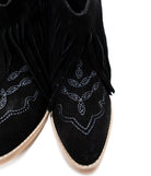 Amos Fringe Ankle Bootie in Black Suede - Charming Charlie