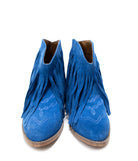 Amos Fringe Ankle Bootie in Blue Suede - Charming Charlie