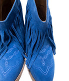 Amos Fringe Ankle Bootie in Blue Suede - Charming Charlie