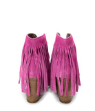 Amos Fringe Ankle Bootie in Magenta Suede - Charming Charlie