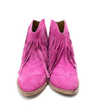 Amos Fringe Ankle Bootie in Magenta Suede - Charming Charlie