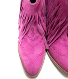 Amos Fringe Ankle Bootie in Magenta Suede - Charming Charlie