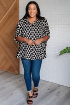Art Deco Button Up Blouse - Charming Charlie