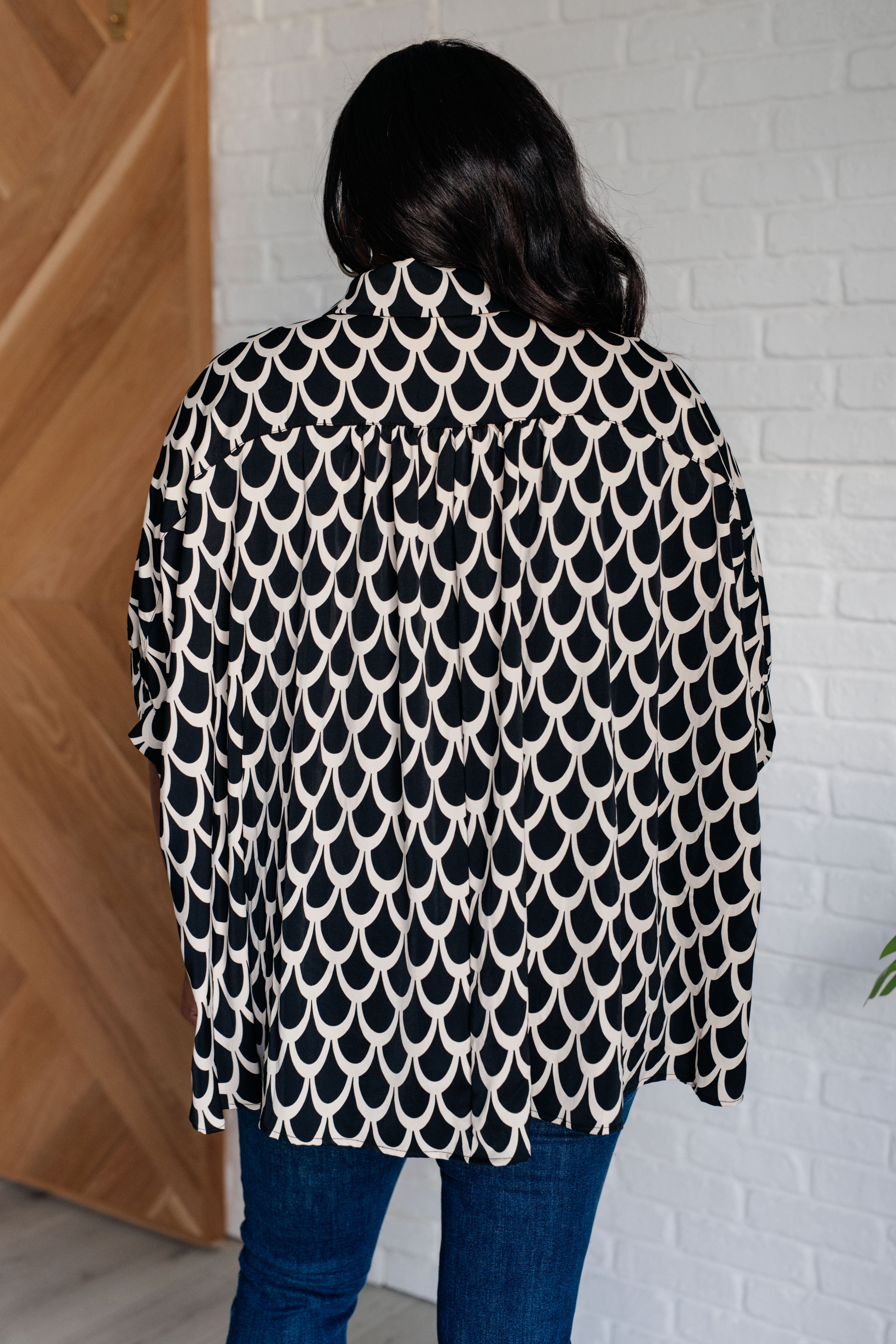 Art Deco Button Up Blouse - Charming Charlie