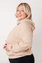 Ask Me Out Checkered Hoodie in Khaki - Charming Charlie