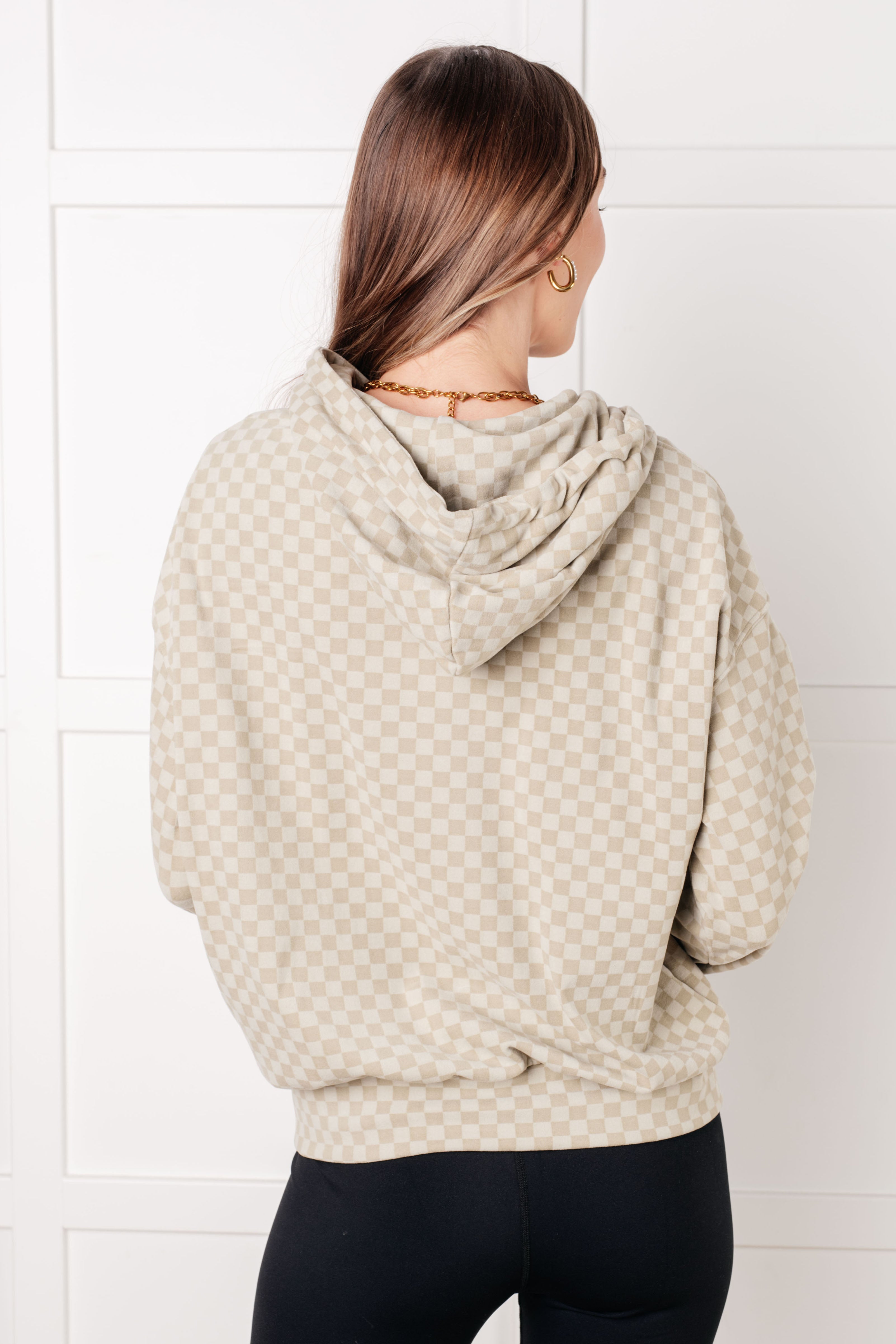 Ask Me Out Checkered Hoodie in Sage - Charming Charlie