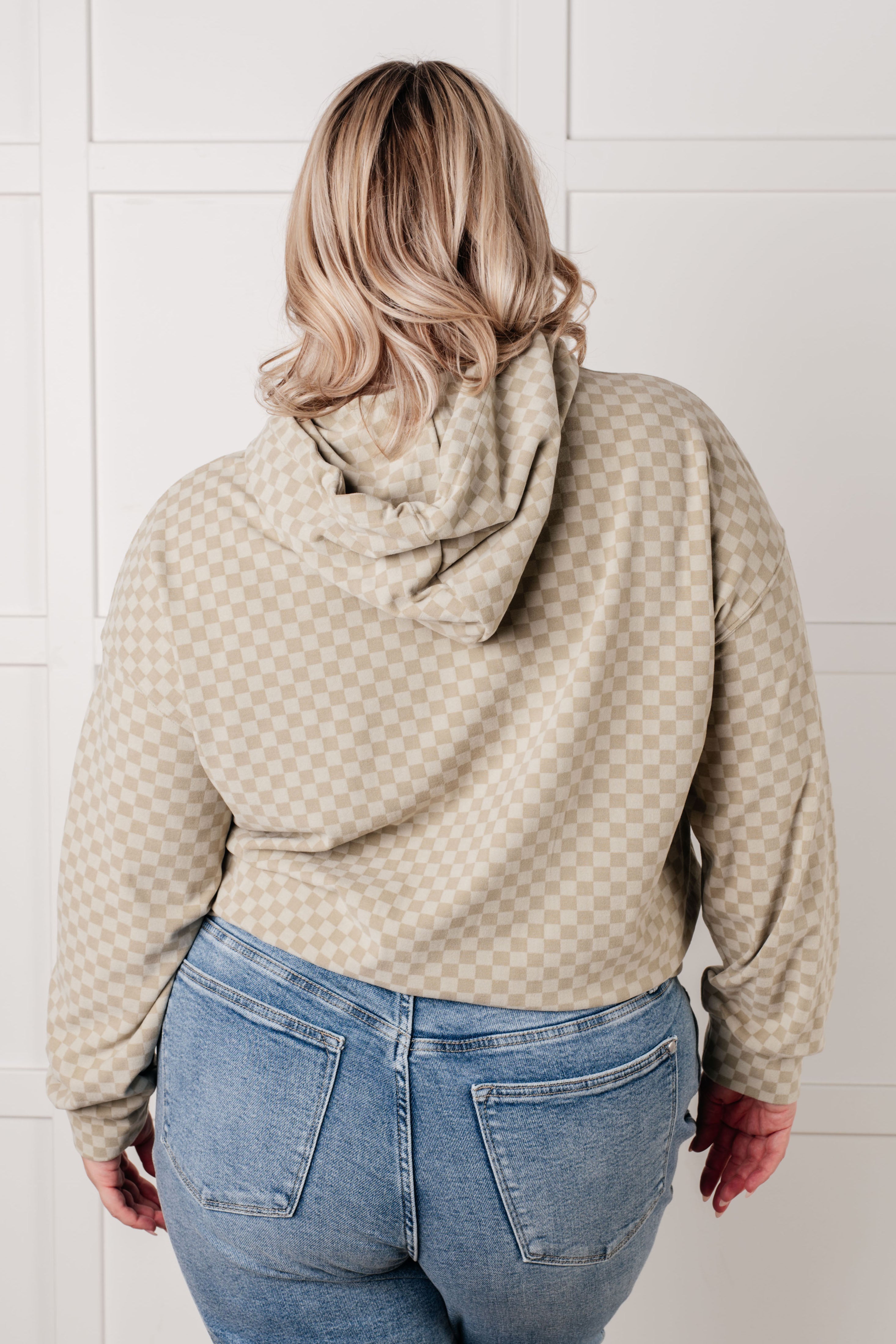 Ask Me Out Checkered Hoodie in Sage - Charming Charlie