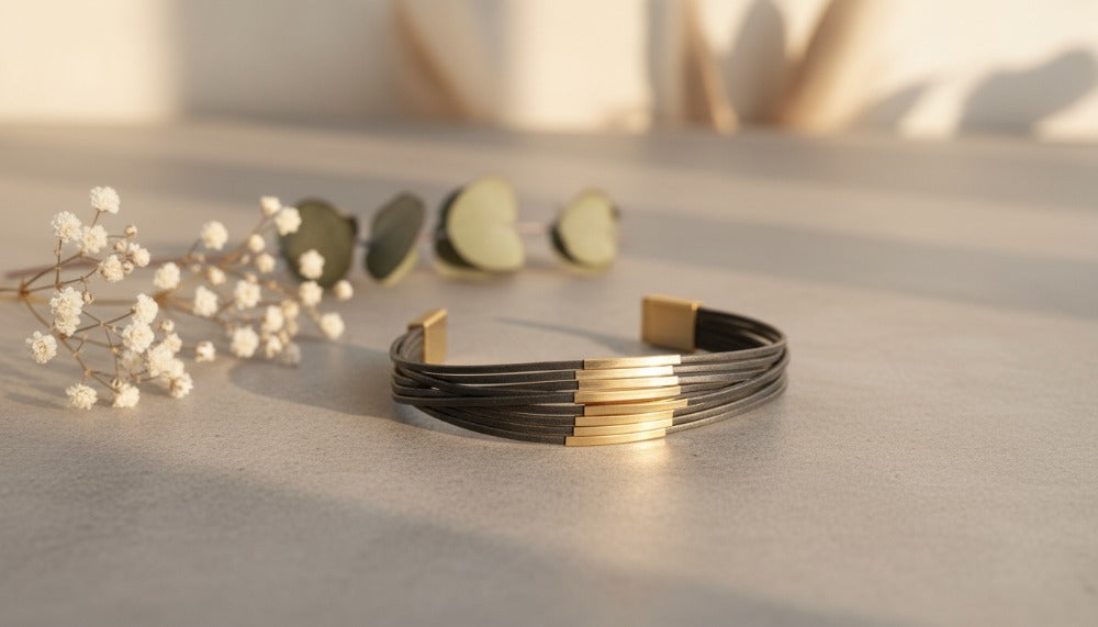 Black and Gold Layered Cuff Bracelet - Charming Charlie