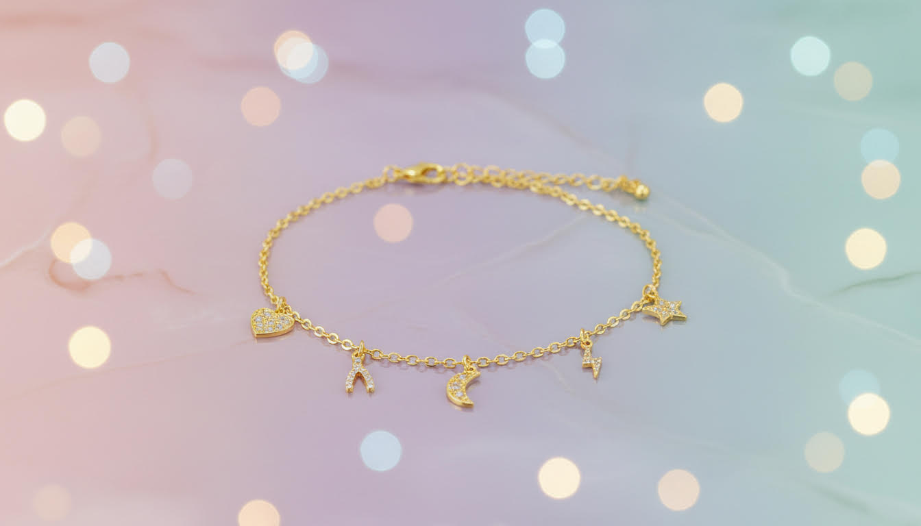 Gold Charm Bracelet with Tiny Sparkling Pendants - Charming Charlie