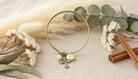 Brass Bangle with Pearls and Patina Cross Charm - Charming Charlie