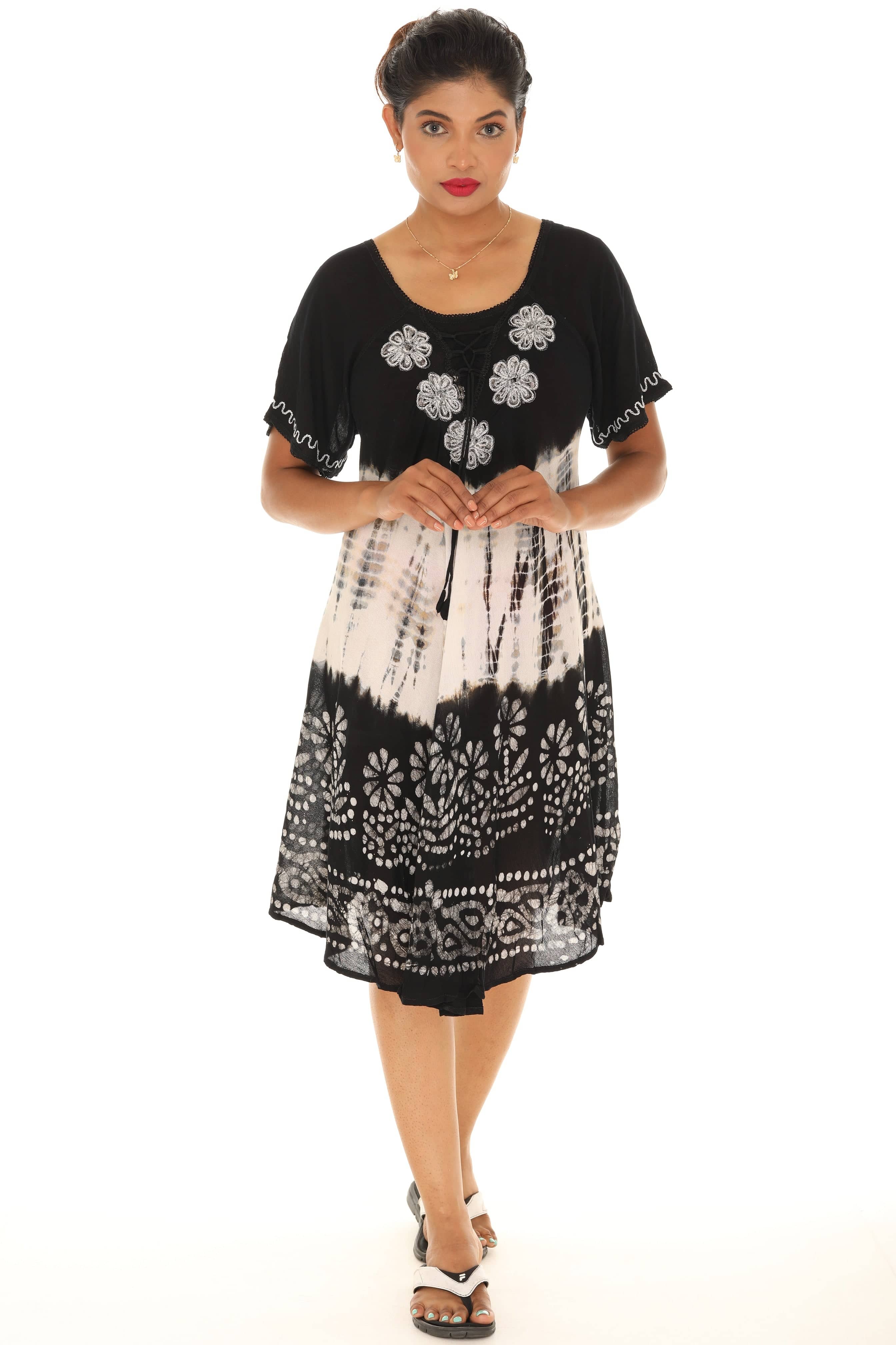 Tie Dye Floral Rayon Dress - Shoreline Wear, Inc.