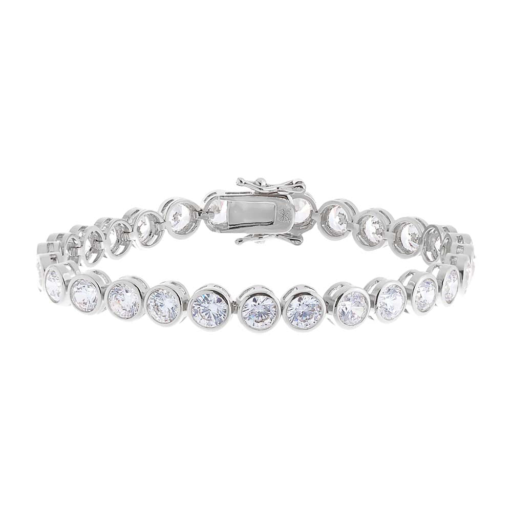 Silver / 7" / 5MM Bezel Tennis Bracelet - Adina's Jewels