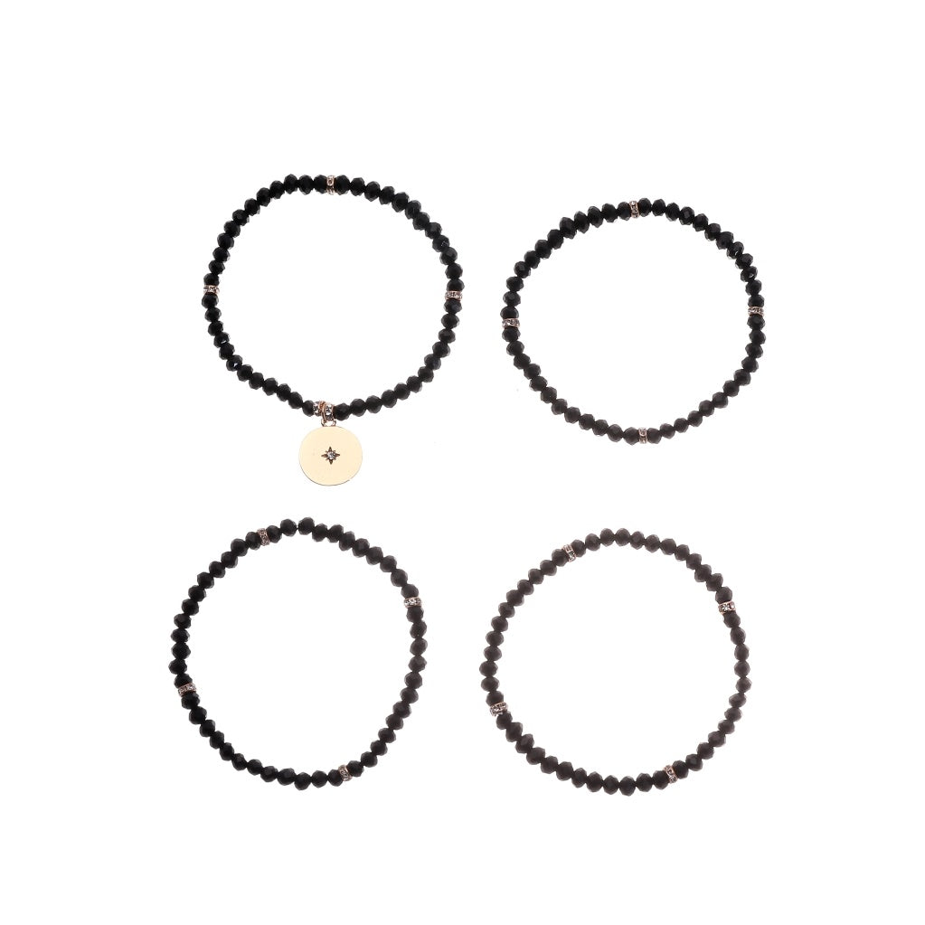Glass Bead with Charm Stretch Bracelet - Set of 4 - Charming Charlie