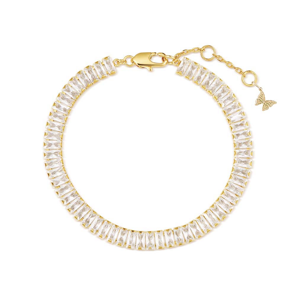 Gold CZ Baguette Tennis Bracelet - Adina's Jewels