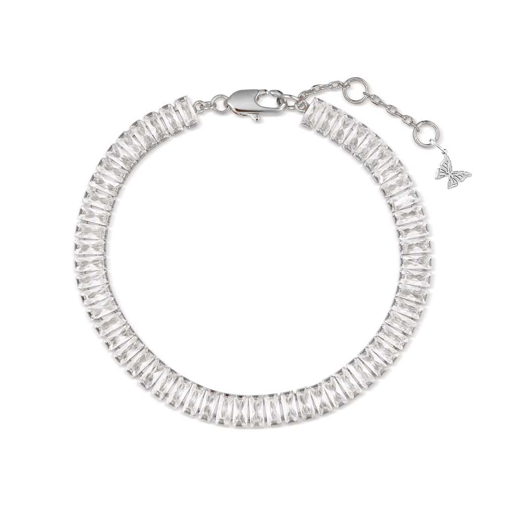 Silver CZ Baguette Tennis Bracelet - Adina's Jewels