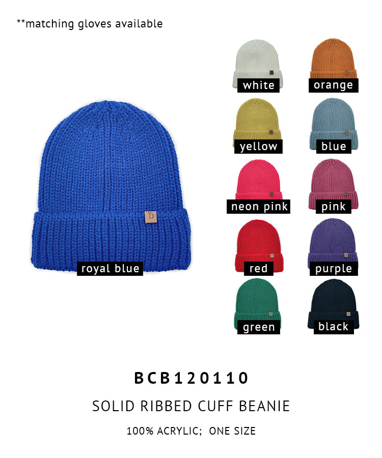 Solid Ribbed Cuff Beanie