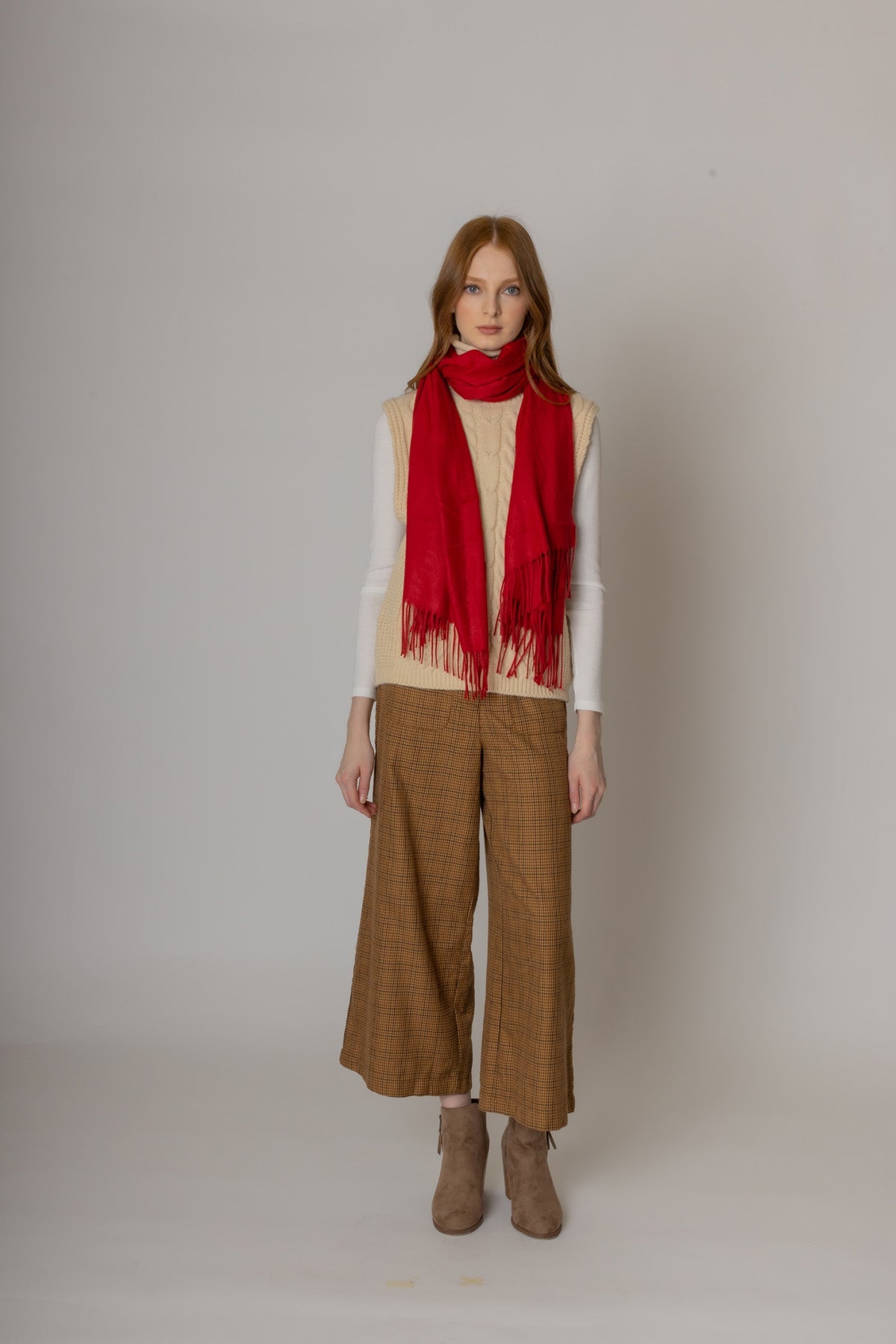 Solid Cozy Scarf With Fringe