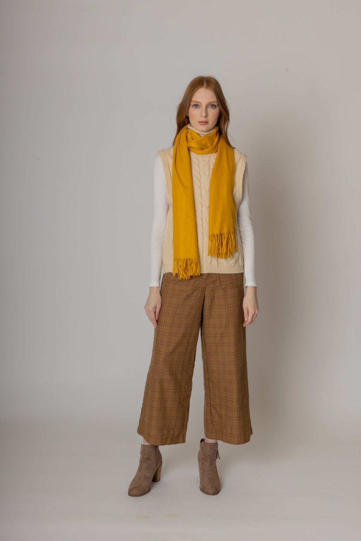 Solid Cozy Scarf With Fringe