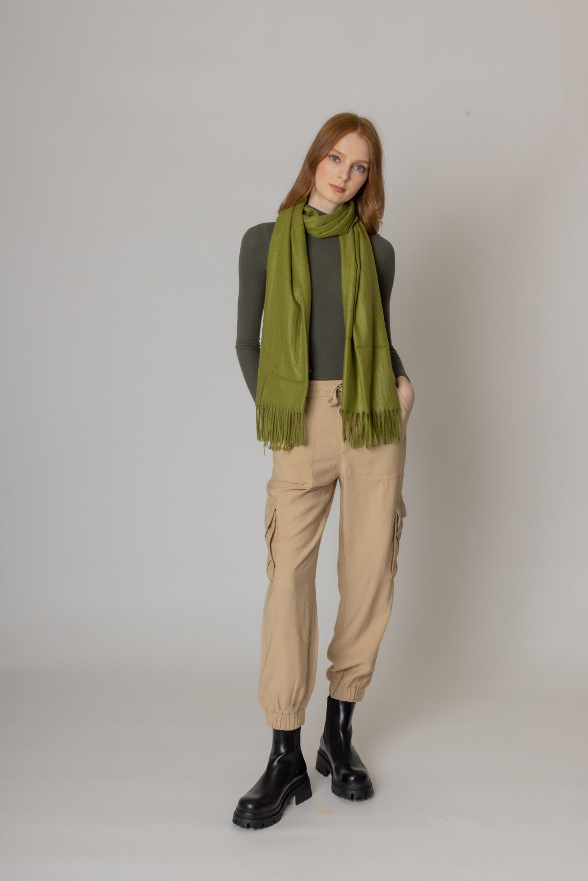 Solid Cozy Scarf With Fringe