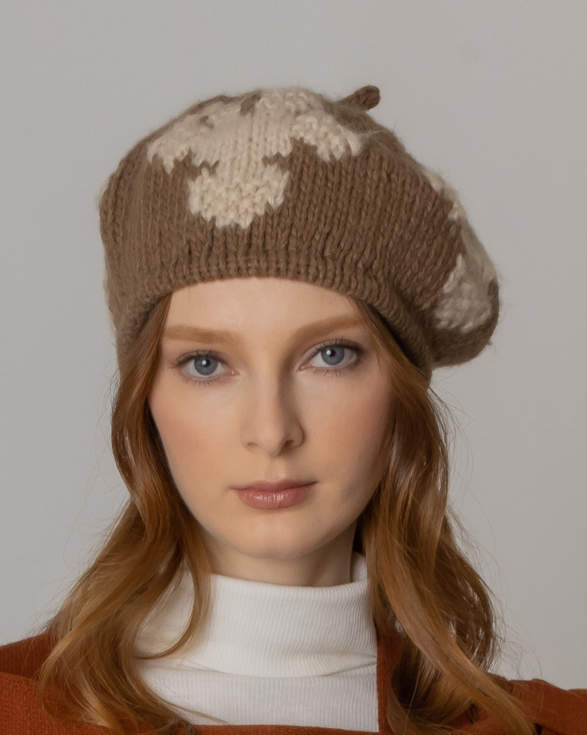 Leaf Knit Pattern Beret