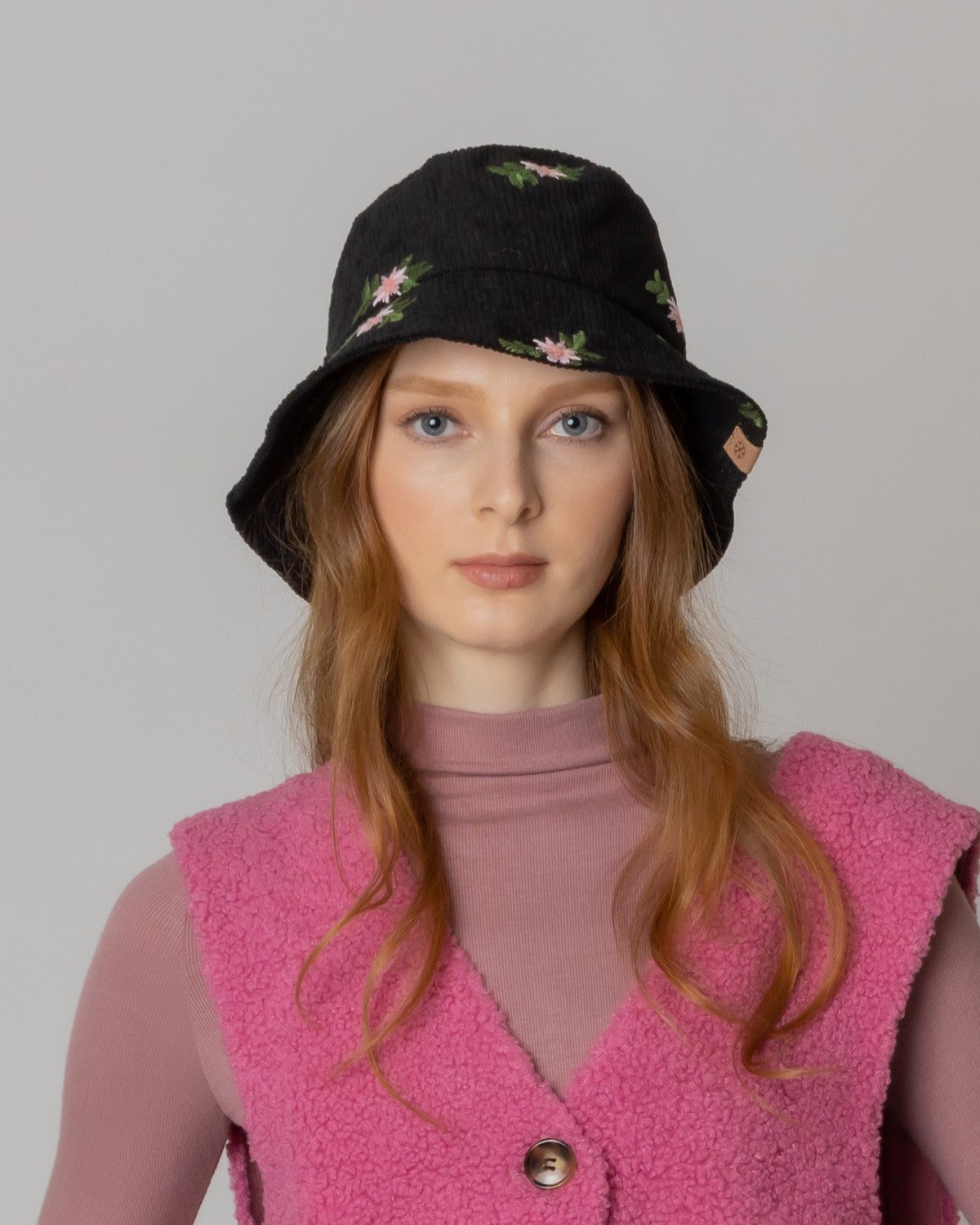 Embroidered Floral Corduroy Bucket - Charming Charlie