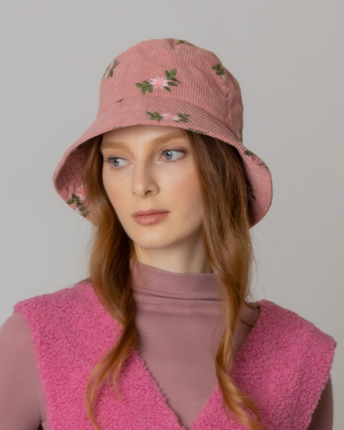 Embroidered Floral Corduroy Bucket - Charming Charlie